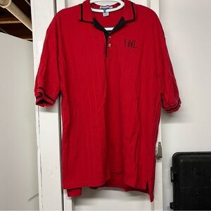 Vintage UofL Louisville Cardinals Textured Polo Shirt Red Black 2XL 100% Cotton